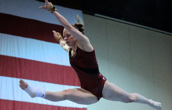 A woman gymnast doing exercise in her practice session