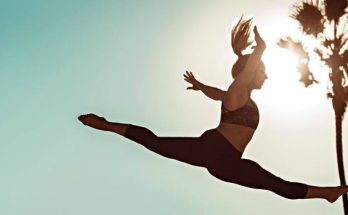 Image showing a girl gymnast oracticing in a sunny day