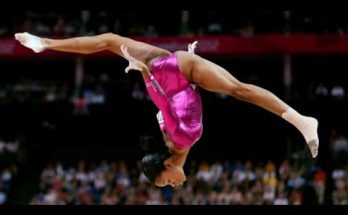 A woman gymnast doing exercise in her practice session