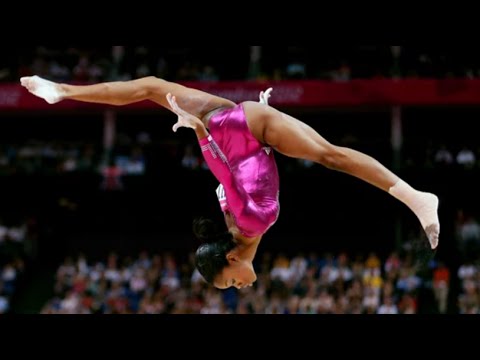 A woman gymnast doing exercise in her practice session